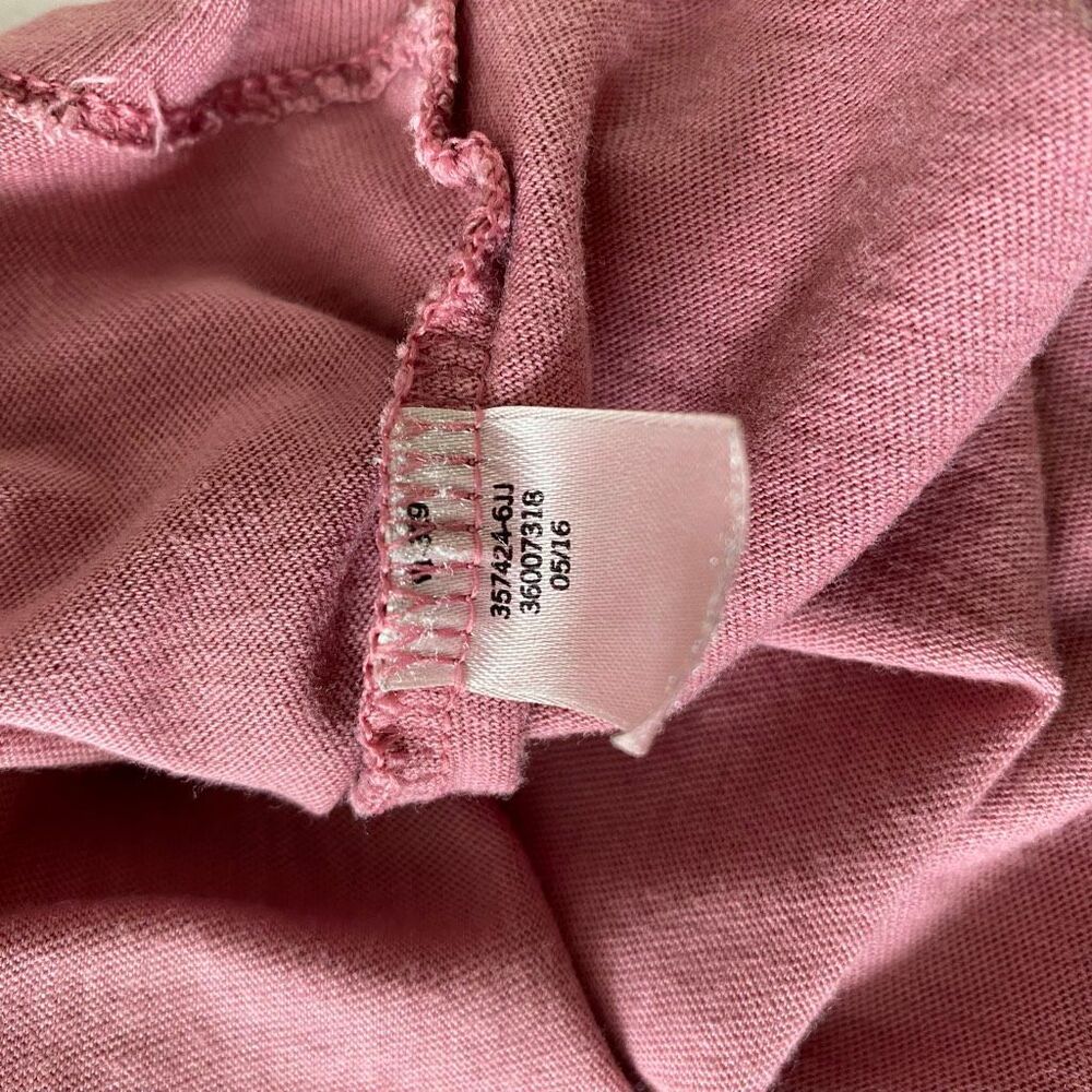 PINK Victoria’s Secret Oversized Logo Tee Large Pink 3/4 Sleeve Varsity Graphic - Picture 6 of 8